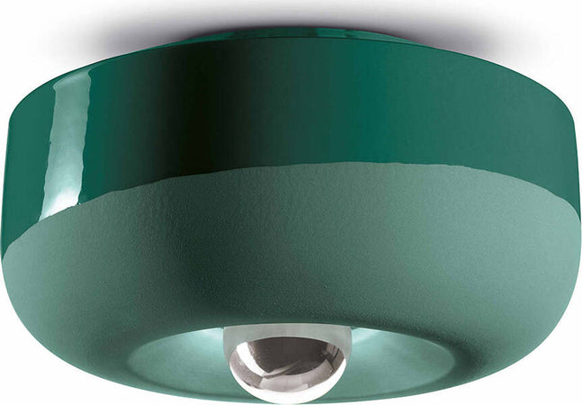 Plafoniera-Vintage-Decò-Bellota-Ceramica-Verde-Bottiglia-1-Luce-E27