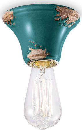Plafoniera-Vintage-Tonda-Media-Ceramica-Verde-1-Luce-E14