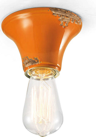 Plafoniera-Vintage-Tonda-Piccola-Ceramica-Arancio-1-Luce-E27