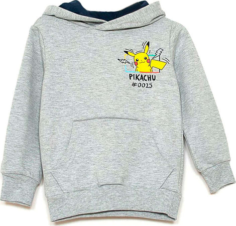 Pokemon-Felpa-Bambino-Grigia-Con-Cappuccio-E-Stampa-Multicolore-Felpa-Ufficiale-Nintendo-Interno-Felpato