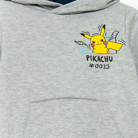 Pokemon-Felpa-Bambino-Grigia-Con-Cappuccio-E-Stampa-Multicolore-Felpa-Ufficiale-Nintendo-Interno-Felpato