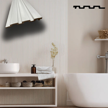€3,44ml - Asta intera 12x120x2900mm di Rivestimento Parete Boiserie MILLERIGHE cannettato Lamelli in Polimeri bianco - Eternal Parquet