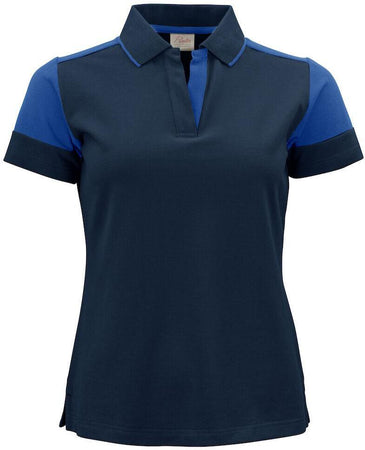 Polo Bicolore Prime Blu Royal Maglietta Donna Misto Cotone Organico Poliestere Riciclato Ecosostenibile