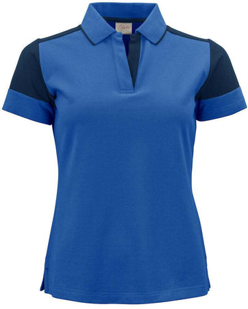 Polo Bicolore Prime Royal Blu Maglietta Donna Misto Cotone Organico Poliestere Riciclato Ecosostenibile