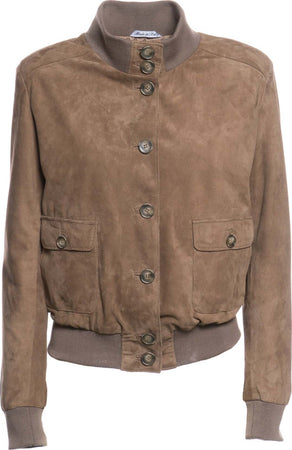Polo-Bis---Bomber-Donna-Miele-in-vera-pelle-camoscio