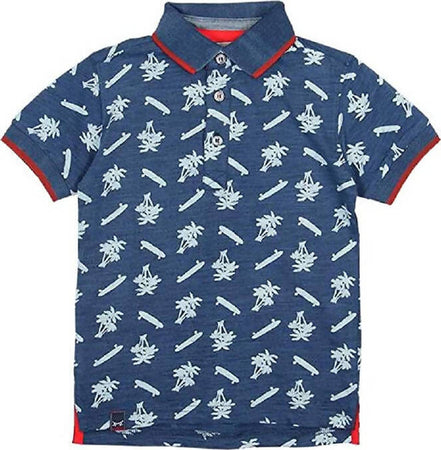 Polo Estiva Bimbo Mezze Maniche Blu Maglia con Colletto 100% Cotone Micro Fantasia Maglietta Estate Bottoni Classica polo bambino/ragazzo Piccole Canaglie - Tropea, Commerciovirtuoso.it