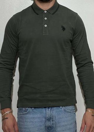 Polo maniche lunghe verde militare Moda/Uomo/Abbigliamento/T-shirt polo e camicie/Polo Kanal 32 - Santa Maria di Licodia, Commerciovirtuoso.it