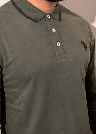 Polo maniche lunghe verde militare Moda/Uomo/Abbigliamento/T-shirt polo e camicie/Polo Kanal 32 - Santa Maria di Licodia, Commerciovirtuoso.it