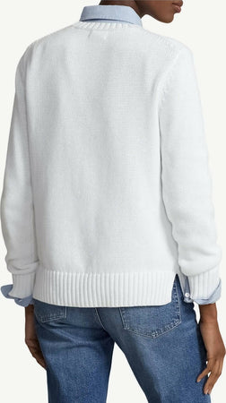 Polo Ralph Lauren Donna Maglione ''polo Bear'' In Cotone Girocollo Bianco Orsetto Ricamato Moda/Donna/Abbigliamento/Maglioni e cardigan/Maglioni Euforia - Bronte, Commerciovirtuoso.it