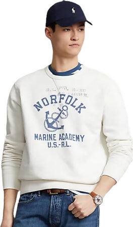 Polo Ralph Lauren Felpa Uomo Bianca Girocollo Con Stampa Ancora Polo Ralph Lauren Anchor-print Fleece Sweatshirt Moda/Uomo/Abbigliamento/Felpe/Felpe senza cappuccio Euforia - Bronte, Commerciovirtuoso.it