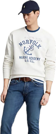 Polo Ralph Lauren Felpa Uomo Bianca Girocollo Con Stampa Ancora Polo Ralph Lauren Anchor-print Fleece Sweatshirt Moda/Uomo/Abbigliamento/Felpe/Felpe senza cappuccio Euforia - Bronte, Commerciovirtuoso.it