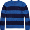 Polo-Ralph-Lauren-Maglione-a-Trecce-Blu-Uomo-Pullover-a-Righe-Girocollo-a-Costine