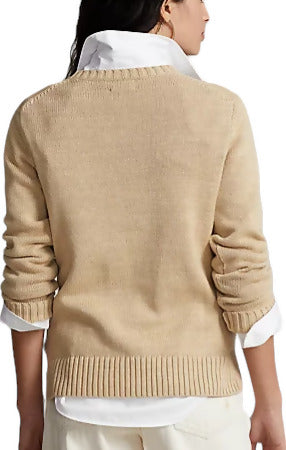 Polo Ralph Lauren Maglione Donna Polo Bear Foulard Girocollo Beige Misto Cotone Orsetto Ricamato Moda/Donna/Abbigliamento/Maglioni e cardigan/Maglioni Euforia - Bronte, Commerciovirtuoso.it