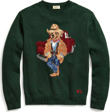 Polo Ralph Lauren Maglione Polo Bear Uomo Verde Orsetto Ricamato Girocollo A Coste 100% Cotone Moda/Donna/Abbigliamento/Maglioni e cardigan/Maglioni Euforia - Bronte, Commerciovirtuoso.it
