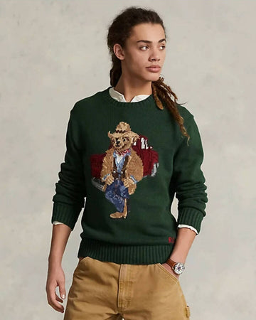 Polo Ralph Lauren Maglione Polo Bear Uomo Verde Orsetto Ricamato Girocollo A Coste 100% Cotone Moda/Donna/Abbigliamento/Maglioni e cardigan/Maglioni Euforia - Bronte, Commerciovirtuoso.it