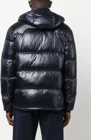 Polo-Ralph-Lauren-Piumino-Uomo-Gorham-Lucido-Blu-Giubbotto-Con-Cappuccio-E-Zip-Pony-Rosso-Ricamato