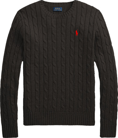 Polo-Ralph-Lauren-Pullover-Uomo-Girocollo-Trecce-In-Lana-Merino-Maglione-Intrecciato-Sottile-Pony-Ricamato