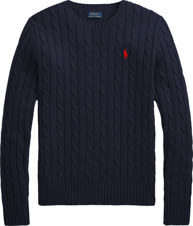 Polo-Ralph-Lauren-Pullover-Uomo-Girocollo-Trecce-In-Lana-Merino-Maglione-Intrecciato-Sottile-Pony-Ricamato