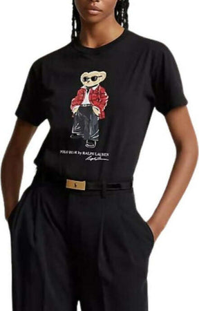 Polo-Ralph-Lauren-T-Shirt-Donna-Polo-Bear-Slim-Fit-Mezze-Maniche-Con-Orsetto