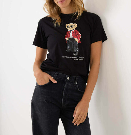 Polo-Ralph-Lauren-T-Shirt-Donna-Polo-Bear-Slim-Fit-Mezze-Maniche-Con-Orsetto