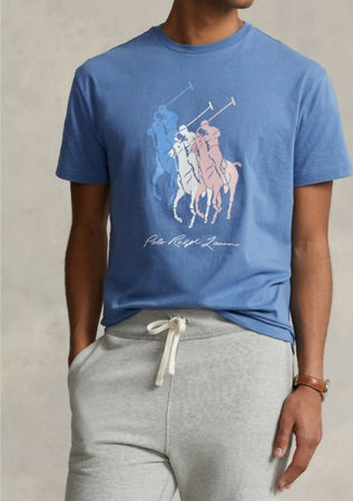 Polo-Ralph-Lauren-T-shirt-Uomo-Big-Pony-T-shirt-In-Jersey-Stampa-Multicolore