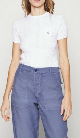 Polo Ralph Lauren Maglioncino Donna Girocollo E Maniche Corte in Cotone Lavorato Trecce Moda/Donna/Abbigliamento/Maglioni e cardigan/Maglioni Euforia - Bronte, Commerciovirtuoso.it