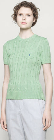 Polo Ralph Lauren Maglioncino Donna Girocollo E Maniche Corte in Cotone Lavorato Trecce Moda/Donna/Abbigliamento/Maglioni e cardigan/Maglioni Euforia - Bronte, Commerciovirtuoso.it