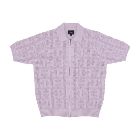 HUF Polo Manica Corta Uomo Monogram Jacquard Zip Sweater Lavender da uomo