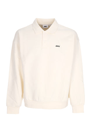 OBEY Polo Manica Lunga Uomo Lowercase Fleece Polo Unbleached da uomo