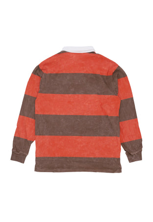 KARL KANI Polo Manica Lunga Uomo Og Sport Rugby Shirt Dark Brown/red da uomo