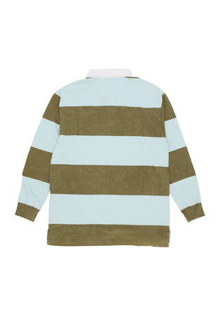 KARL KANI Polo Manica Lunga Uomo Og Sport Rugby Shirt Olive/light Blue da uomo