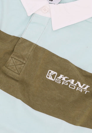 KARL KANI Polo Manica Lunga Uomo Og Sport Rugby Shirt Olive/light Blue da uomo