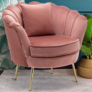 Poltrona-Sedia-Relax-Tessuto-Velluto-e-Metallo-Imbottita-Design-Moderno-Pink