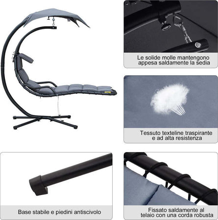 Poltrona-Sospesa-da-Giardino-con-Tettuccio-Orientabile-a-Protezione-UV,-Sedia-a-Dondolo-Sospesa-Imbottito-per-Esterno,-Grigio-Scuro-190x115x190-cm-84A-042CG