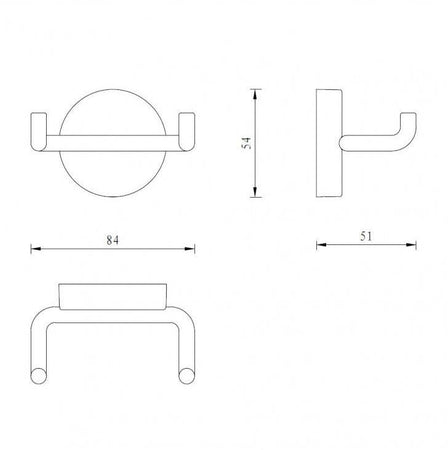Porta abito serie wire con due ganci d'appoggio - fissaggio ad incollo o con viti