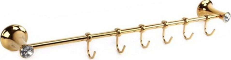 Porta-Asciugamani-6-Ganci-Supporto-Arredo-Bagno-Casa-Cucina-Dorato-Oro-Dgo-100