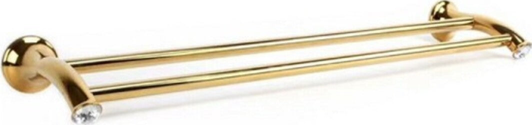 Porta-Asciugamani-A-2-Aste-Supporto-Asta-Bagno-Da-Muro-Casa-Dorato-Oro-Dgo-096