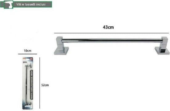 Porta-Asciugamani-Asciugamano-Acciaio-Bagno-Fissaggio-Parete-40-Cm-Square-59190