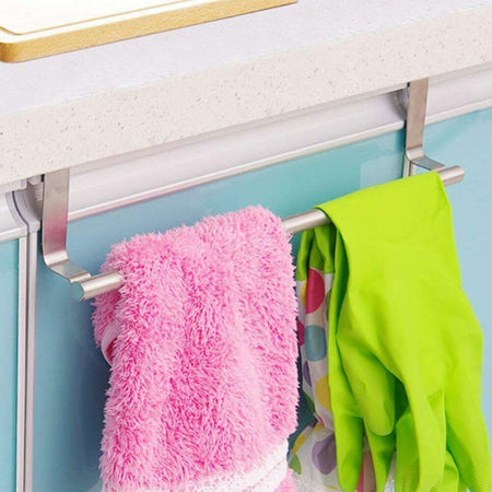 Porta-Asciugamani-Strofinacci-In-Acciaio-36cm-per-Ante-Porte-Con-Aggancio-Rapido