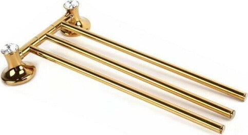 Porta-Asciugamani-Tre-Aste-Supporto-Per-Bagno-Da-Muro-Casa-Dorato-Oro-Dgo-111