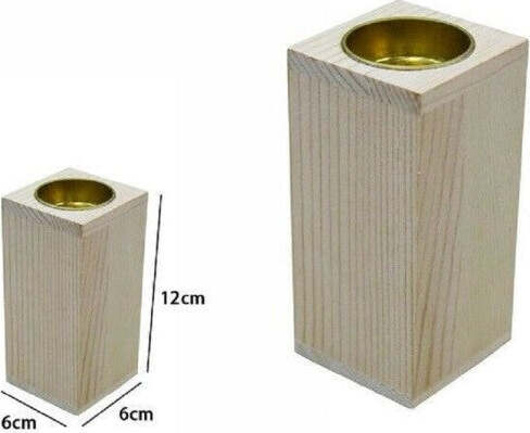 Porta-Candela-Base-Portacandela-Lumini-In-Legno-Naturale-12cm-Decorazione-53737a