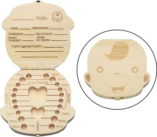 PORTA DENTINI SCATOLA IN LEGNO PER BAMBINO MASCHIETTO COFANETTO RICORDI NEONATO  Trade Shop italia - Napoli, Commerciovirtuoso.it