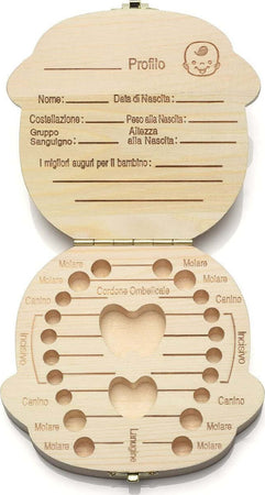 PORTA DENTINI SCATOLA IN LEGNO PER BAMBINO MASCHIETTO COFANETTO RICORDI NEONATO  Trade Shop italia - Napoli, Commerciovirtuoso.it