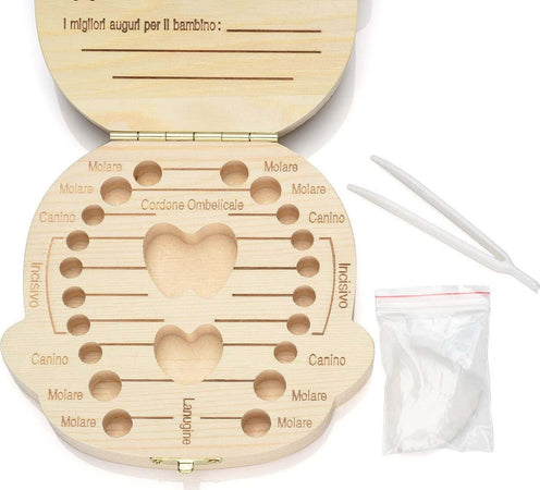 PORTA DENTINI SCATOLA IN LEGNO PER BAMBINO MASCHIETTO COFANETTO RICORDI NEONATO  Trade Shop italia - Napoli, Commerciovirtuoso.it