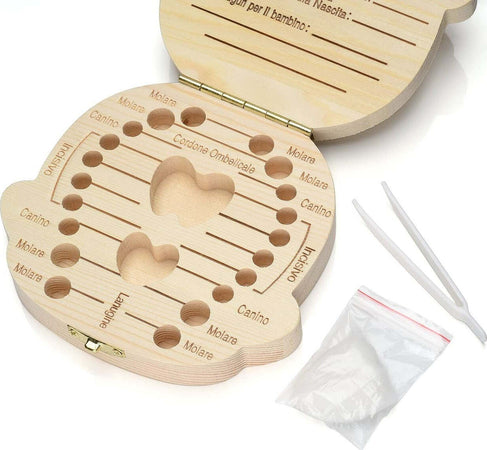 PORTA DENTINI SCATOLA IN LEGNO PER BAMBINO MASCHIETTO COFANETTO RICORDI NEONATO  Trade Shop italia - Napoli, Commerciovirtuoso.it