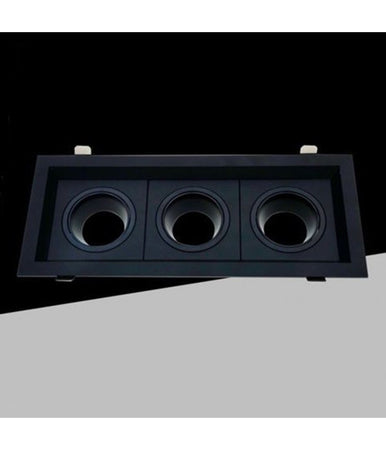 Porta Faretto Triplo Orientabile Ad Incasso Nero Per Lampadine Gu10 Gu5.3 P33-n3