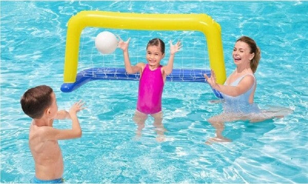 Porta-Gonfiabile-Galleggiante-Water-Polo-Con-Palla-Giallo-137x66cm-Bambini-52123