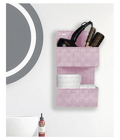 Porta Oggetti Da Appendere In Tessuto A 2 Ripiani Parete Organizer Rosa 79101