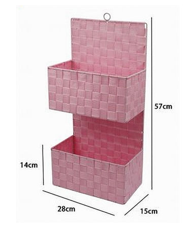 Porta Oggetti Da Appendere In Tessuto A 2 Ripiani Parete Organizer Rosa 79101