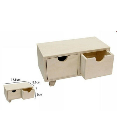 Porta Oggetti Mini Cassettiera 2 Cassetti In Legno Naturale Decoupage 53388a